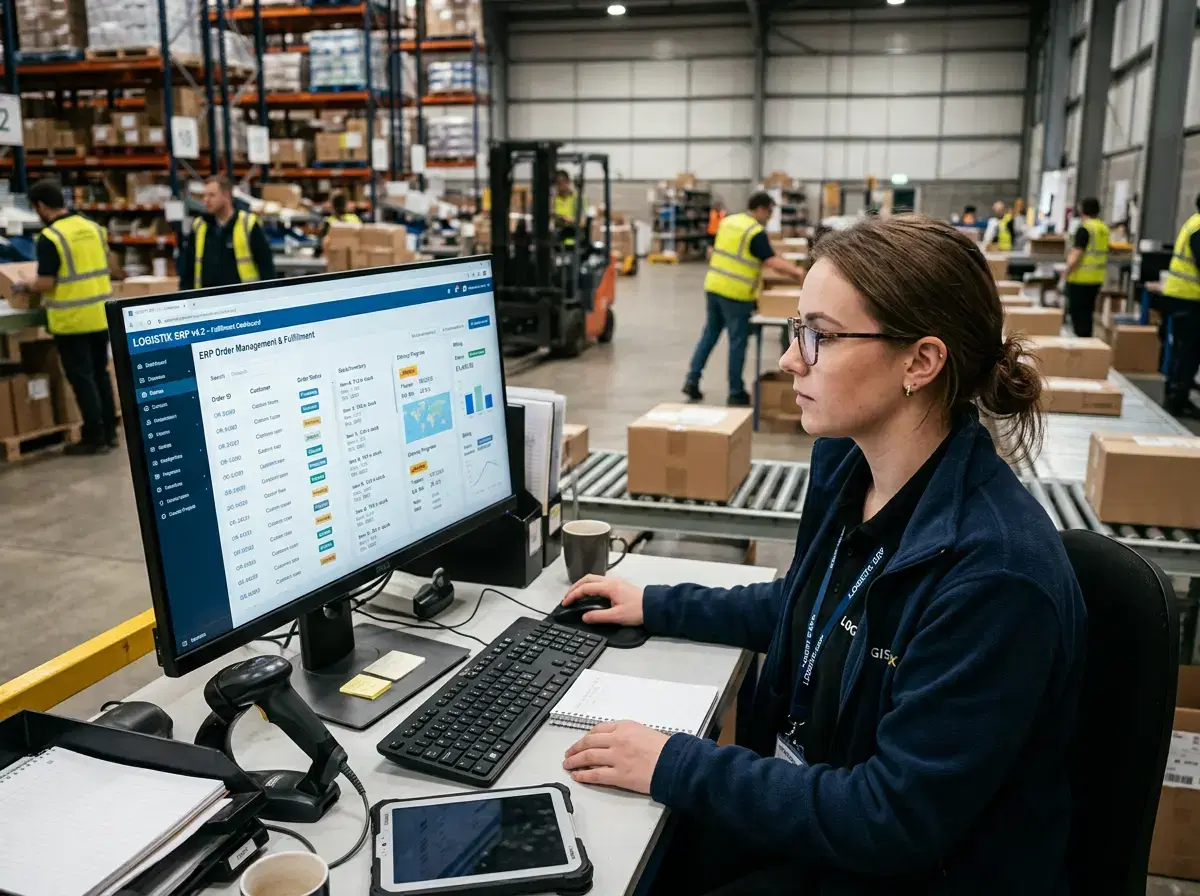ERP order management dashboard used in a warehouse fulfilment setting